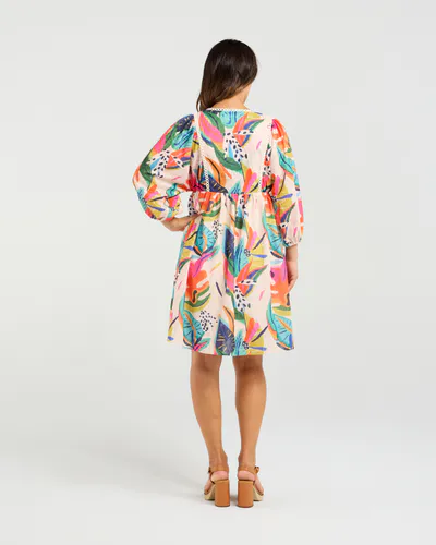 Model wearing Vivid Yasmin Dress By Zafina Available at Beetees Nelson
